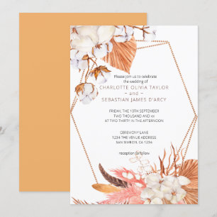 Invitación Boda de las hojas de flores de Boho de invierno