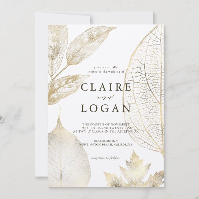 Invitación Boda de las hojas de oro (Anverso)