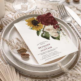 Invitación Boda de las hojas verdes del otoño de las flores d