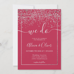 Invitación boda de las iniciales de la foto del magenta del R