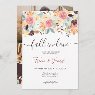 Invitación Boda de las iniciales de la foto rústica con flore
