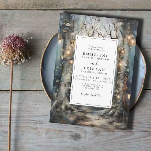 Invitación Boda de las luces brillantes del bosque encantado (Subido por el creador)