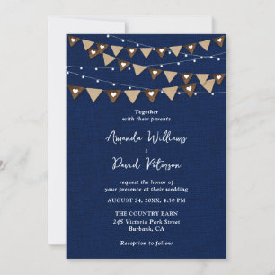 Invitación Boda de las luces de cadena de Bunlap azul de la M