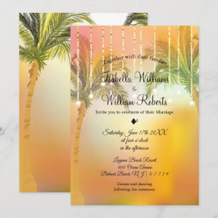 Invitación Boda de las luces de cadena de Palm Beach Tropical