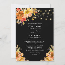 Invitación Boda de las luces de cadena floral de color de agu