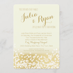 Invitación Boda de las luces de destello de marfil y oro