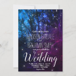 Invitación Boda de las luces de hadas de árboles forestales e