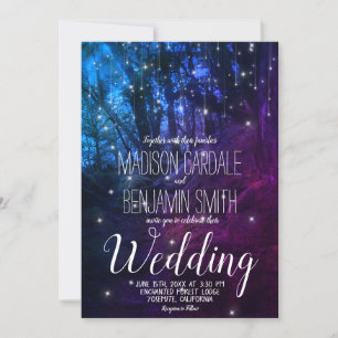 Invitación Boda de las luces de hadas de árboles forestales e