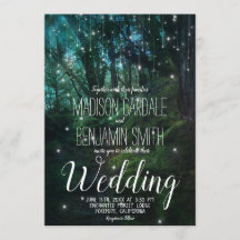 Boda de las luces de hadas de árboles forestales e