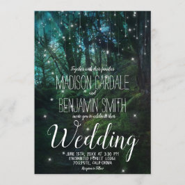 Invitación Boda de las luces de hadas de árboles forestales e