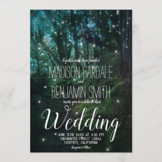 Invitación Boda de las luces de hadas de árboles forestales e