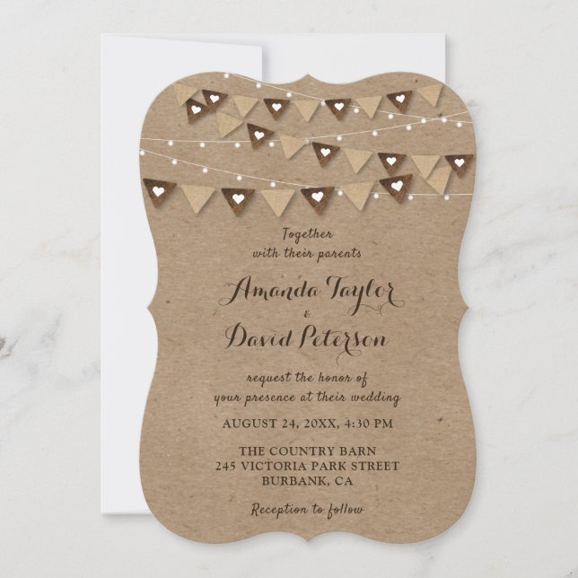 Invitación Boda de las luces de la cadena de anclaje de papel (Anverso)