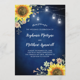 Invitación Boda de las luces de la marina de girasol Blue Mas