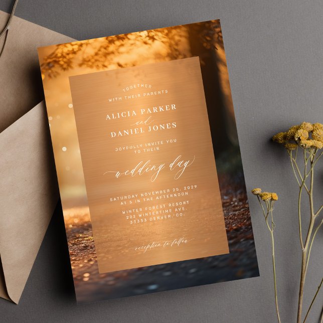 Invitación Boda de las luces de los árboles de otoño rústico (Subido por el creador)