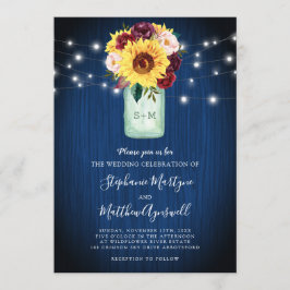 Invitación Boda de las luces de madera azul de Sunflower Maso
