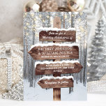 Invitación Boda de las luces de Woodland en invierno ruso<br><div class="desc">Invitaciones a bodas de invierno con un romántico paisaje de bosques cubiertos de nieve, luces de cuerdas y tu información boda escrita en una base rústica de madera. Para una mayor personalización, haga clic en el botón "Personalizar" para modificar esta plantilla. Todos los estilos, colores y tamaños de texto se...</div>