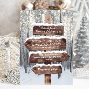 Invitación Boda de las luces de Woodland en invierno ruso