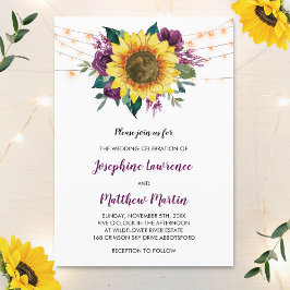 Invitación Boda de las luces florales del Rosa púrpura del ci