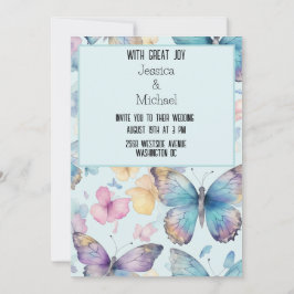 Invitación Boda de las mariposas azules brillantes