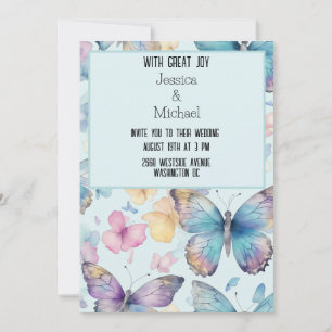Invitación Boda de las mariposas azules brillantes