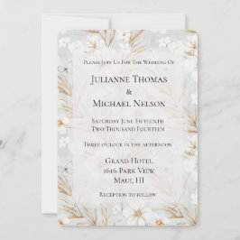 Invitación Boda de las Mariposas azules de las flores de crem