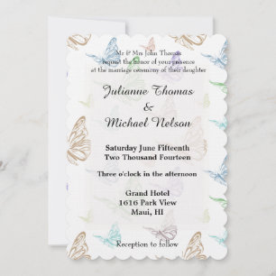 Invitación Boda de las mariposas Pastel