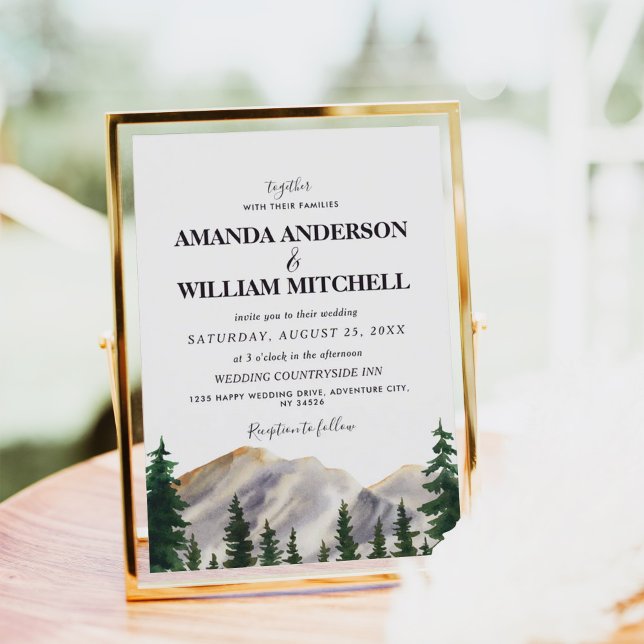 Invitación Boda de las montañas acuarelas (Subido por el creador)