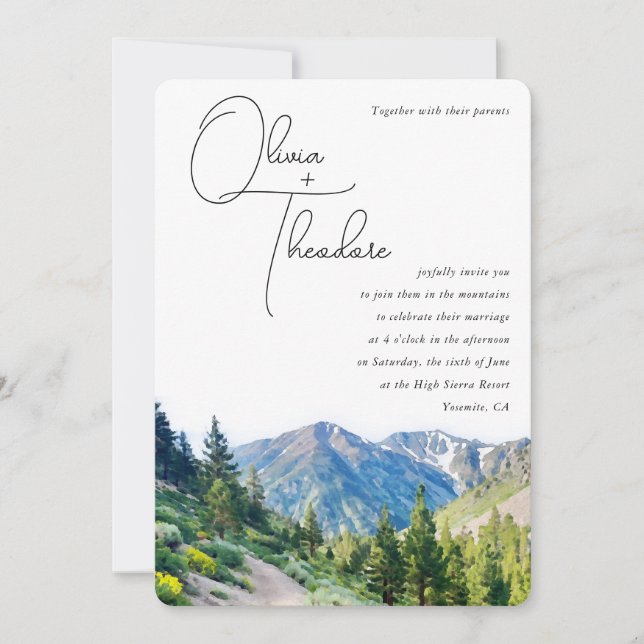 Invitación Boda de las montañas alpinas (Anverso)