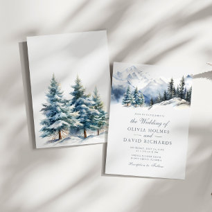 Invitación Boda de las Montañas de Invierno y Pinos