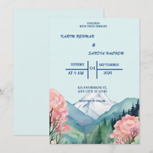 Invitación Boda de las montañas de la primavera floral acuare