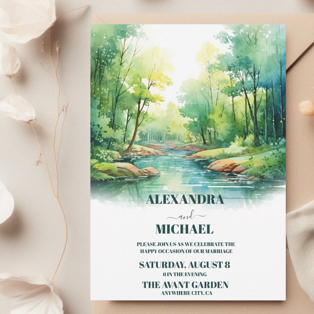 Invitación Boda de las montañas de la primavera floral acuare (Subido por el creador)