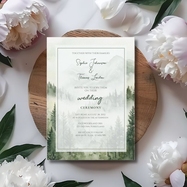 Invitación Boda de las montañas de niebla rusa (Subido por el creador)