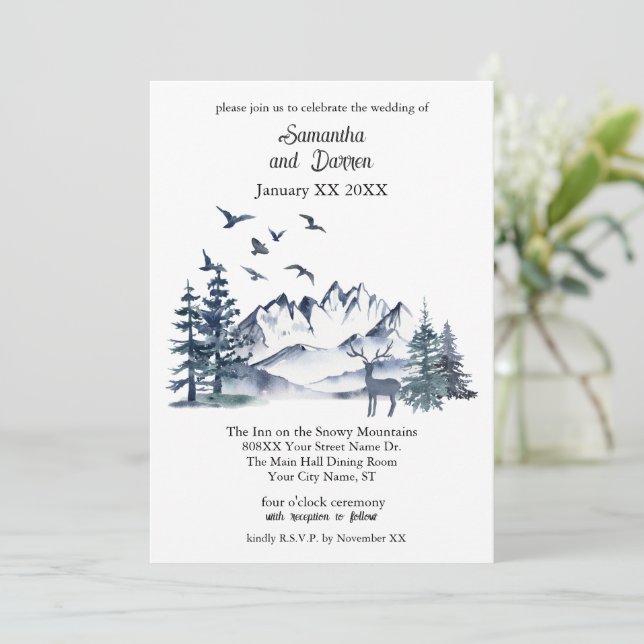 Invitación Boda de las Montañas Rocosas del Noroeste del Pací (Anverso de pie)