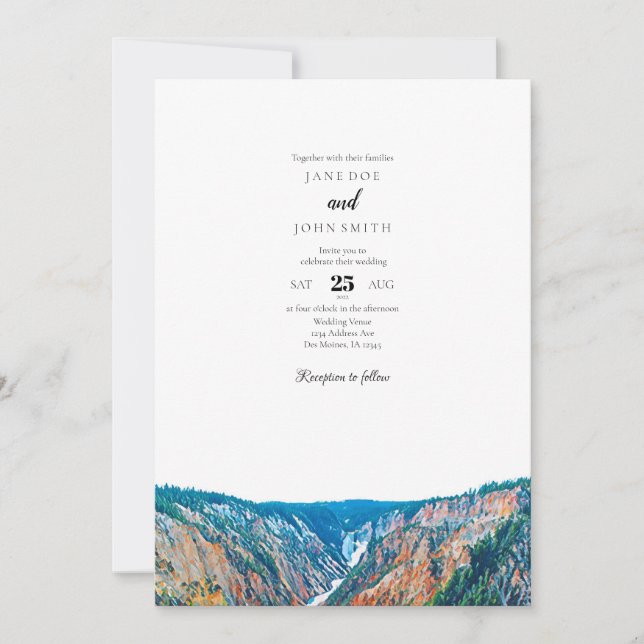 Invitación Boda de las Montañas Rústicas (Anverso)