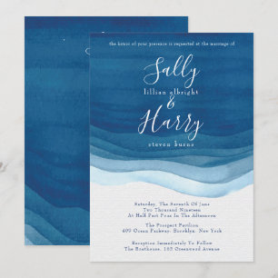 Invitación Boda de las olas de acuarela moderna