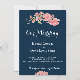 Invitación Boda de las peonías ruborizadas de fondo editable