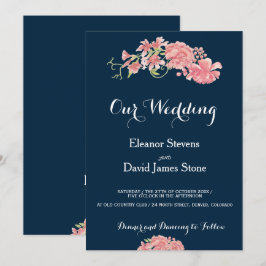 Invitación Boda de las peonías ruborizadas de fondo editable