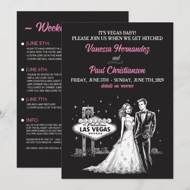 Invitación Boda de Las Vegas (Anverso / Reverso)
