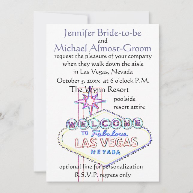 Invitación Boda de Las Vegas: camina por el pasillo (Anverso)