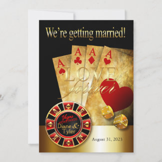 Invitación Boda de Las Vegas Deluxe | negro dorado rojo