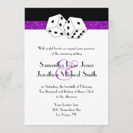 Invitación Boda de Las Vegas Dice Tema Purple Faux Purpurina