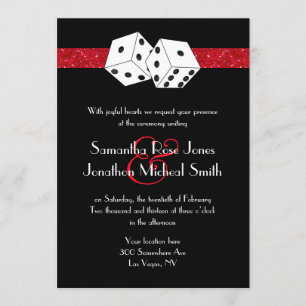 Invitación Boda de Las Vegas Dice Tema Ruby Red Faux Purpurin
