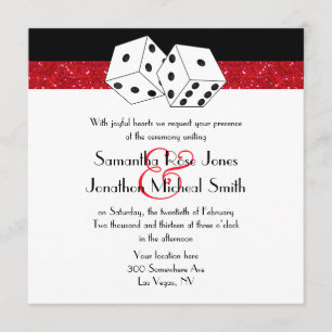 Invitación Boda de Las Vegas Dice Tema Ruby Red Faux Purpurin