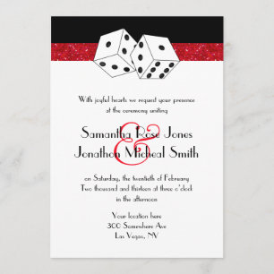 Invitación Boda de Las Vegas Dice Tema Ruby Red Faux Purpurin