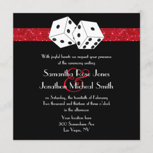 Invitación Boda de Las Vegas Dice Tema Ruby Red Faux Purpurin