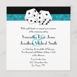 Invitación Boda de Las Vegas Dice Tema Verde azulado Blu Faux