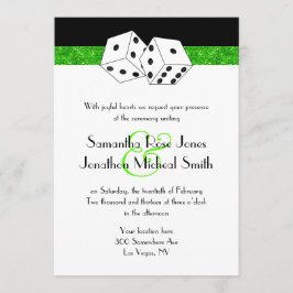 Invitación Boda de Las Vegas Dice Tema Verde Faux Purpurina