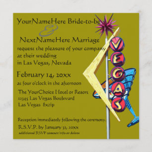 Invitación Boda de Las Vegas y verde oliva de recepción