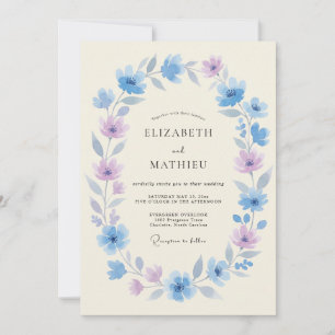 Invitación Boda de Laurel Flor Sky Blue