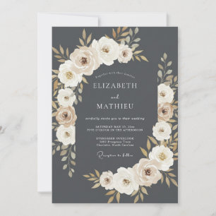 Invitación Boda de Laurel Floral Gris